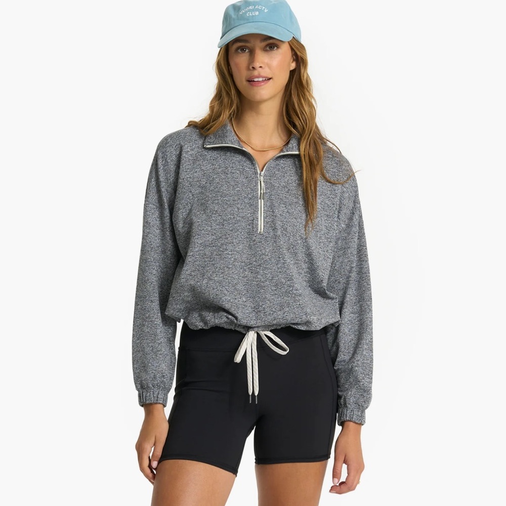 Vuori Halo relaxed half-zip funnel neck top - heather gray